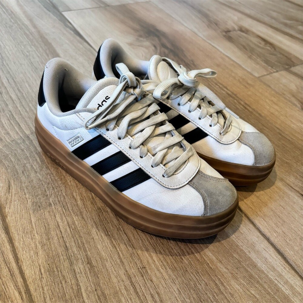 adidas VL Court Bold Platform Sneakers Womens 6.5 White Black Gum